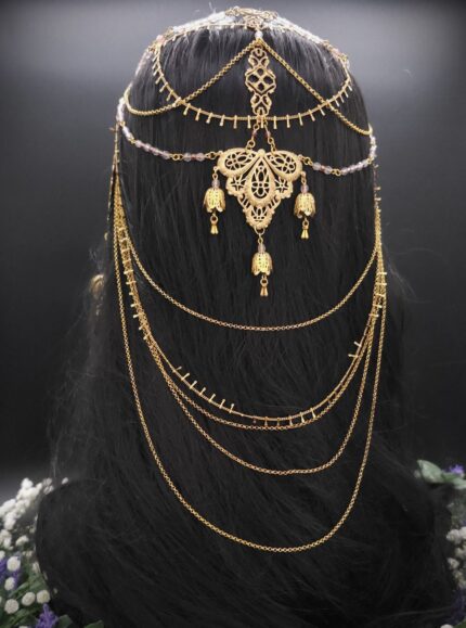 D&J Royal Multi-Layer Gold Back Head Chain – Vintage Bridal Hair Jewelry