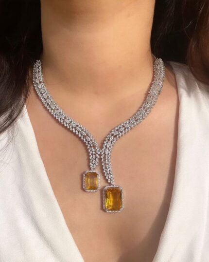 Stylish Bollywood-Inspired American Diamond Necklace
