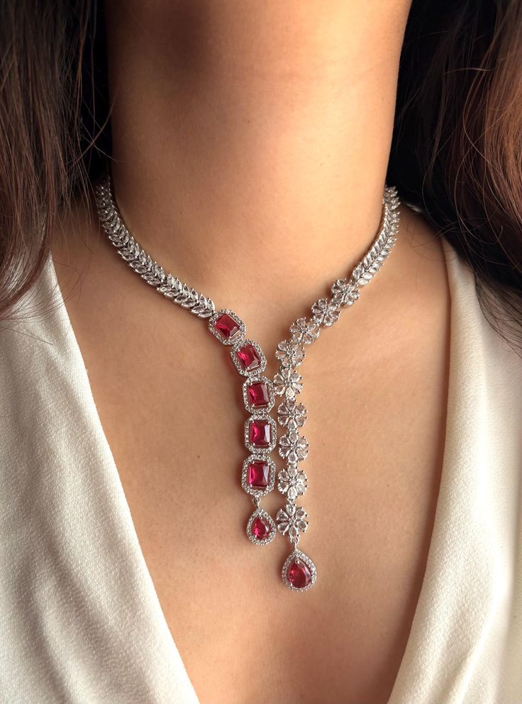 AMIE-Red-colour-diamond-look-necklace-set-_Indian-Wedding-jewellery_Cz-prom-jewelry_red-and-silver-necklace-earrings_.jpeg