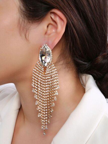 Rhinestone Tassel Earrings