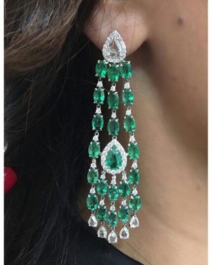 Green Pear & Marquise Lab-Created Dangle Earrings