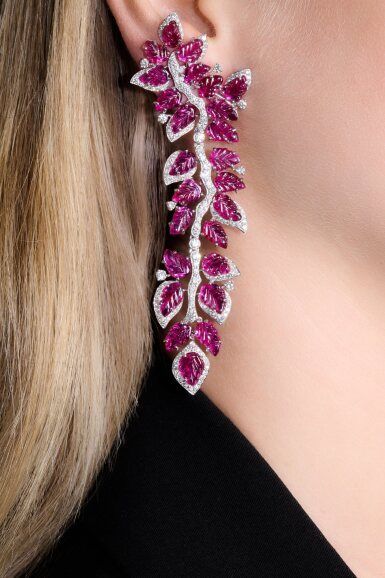 Pair of Ruby & Diamond Earrings