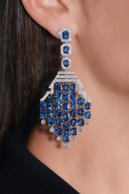 Sapphire & Diamond Pendant Earring