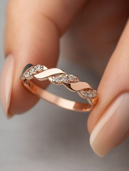 Rose Gold Twisted Diamond Ring