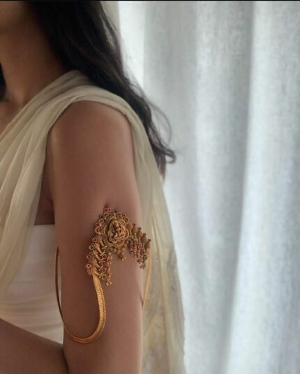 D&J Royal Floral Upper Armlet – Antique Gold Statement Arm Jewelry