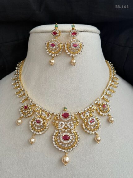 D&J Diamonds & Jewels Royal Kundan Pearl Gold Bridal Jewellery Set