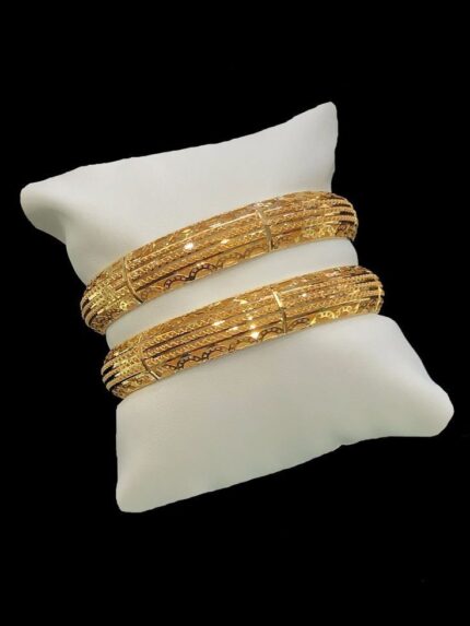 D&J Diamonds & Jewels Classic Layered Gold Plated Bangles Set for Women – Elegant Wedding & Festive Collection