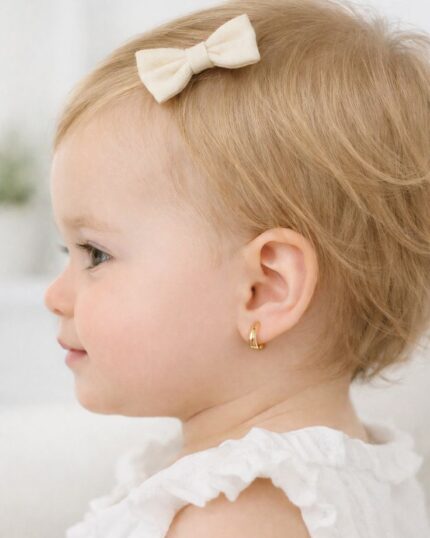 D&J Diamonds & Jewels Classic Gold-Tone Baby Hoop Earrings – Small Huggie Hoops for Kids