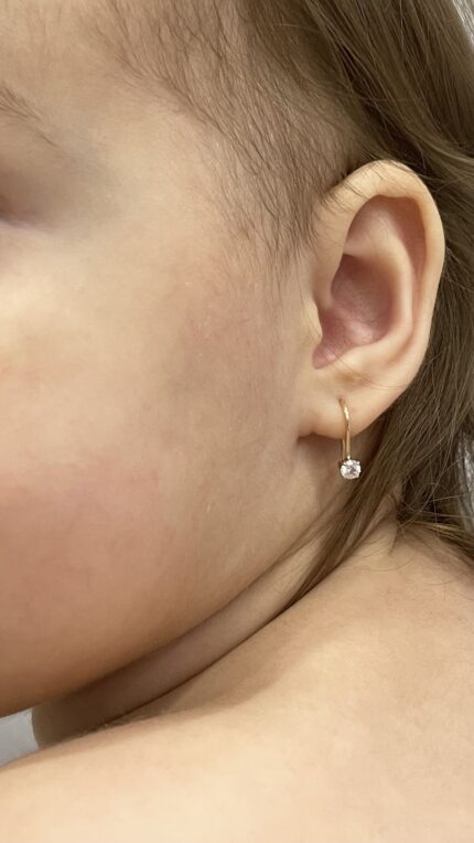 D&J Diamonds & Jewels Gold-Tone Baby Hoop Earrings with Crystal Drop – Elegant Kids Huggie Earrings