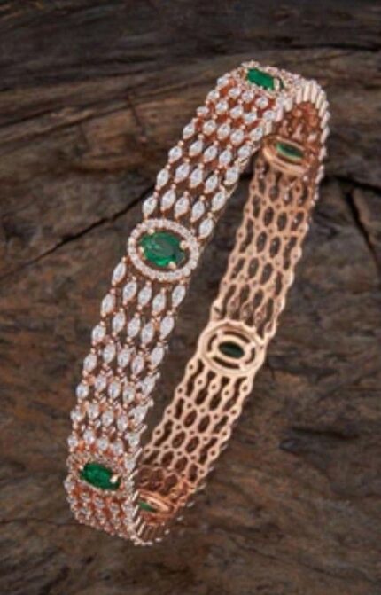 D&J Emerald Luxe Multi-Row Marquise Crystal Bracelet – Rose Gold Finish